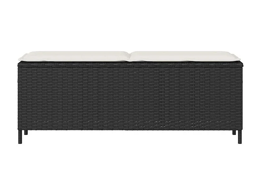 Banc de jardin avec coussin noir 110x30x40,5 résine tressée