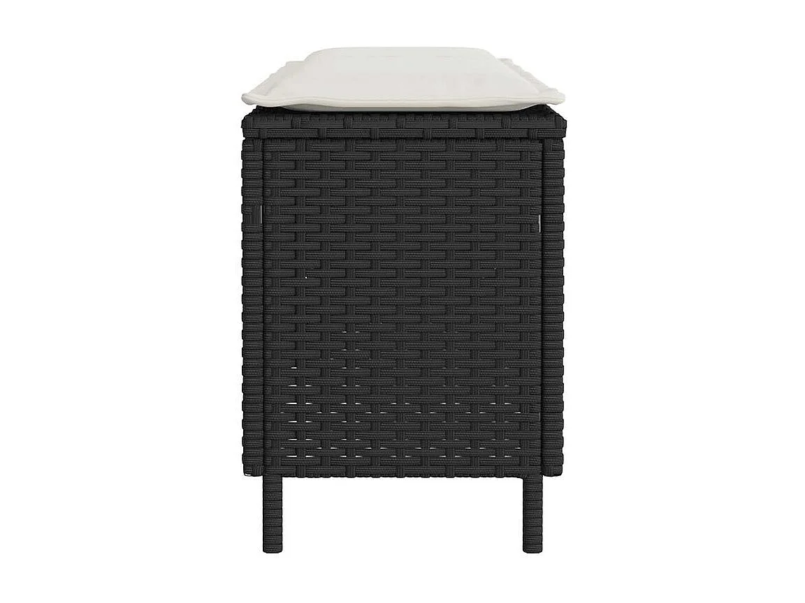 Banc de jardin avec coussin noir 110x30x40,5 résine tressée