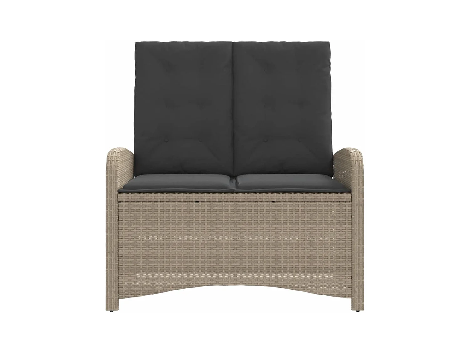 Banc inclinable de jardin et coussins gris clair résine tressée