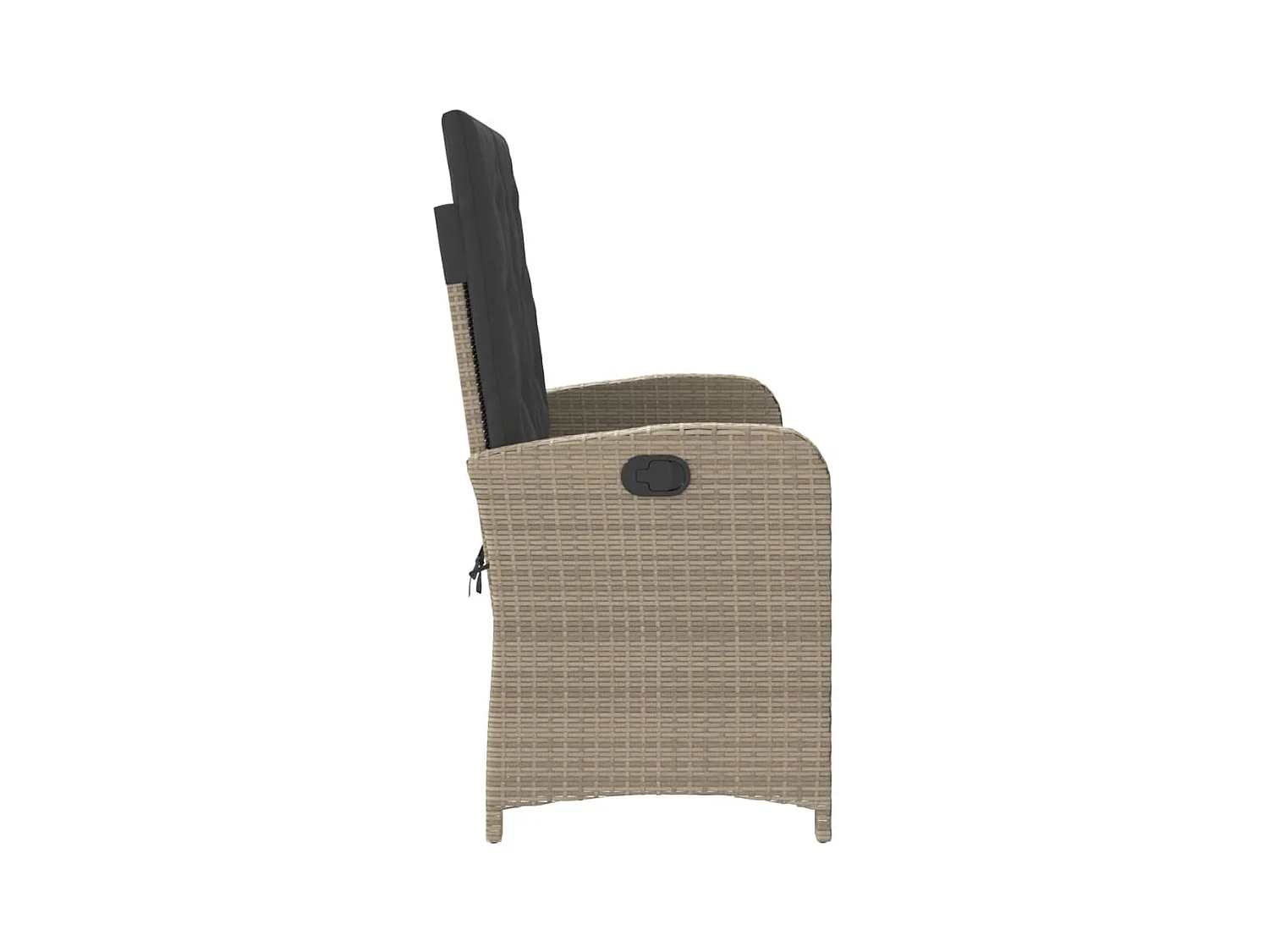 Banc inclinable de jardin et coussins gris clair résine tressée