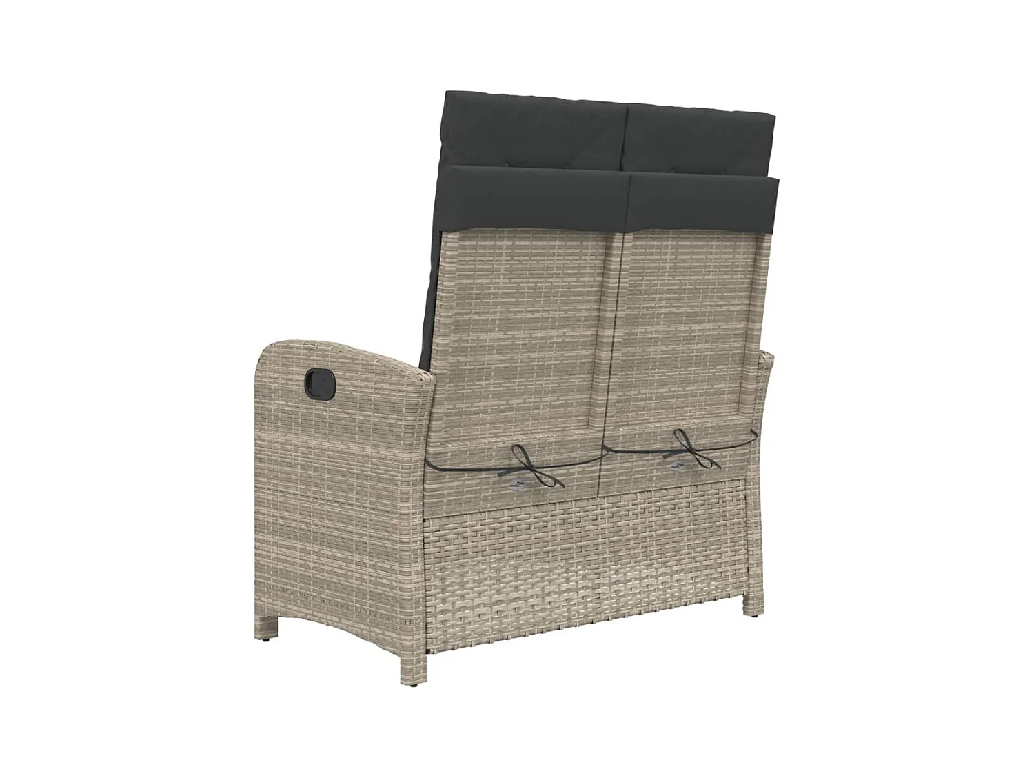 Banc inclinable de jardin et coussins gris clair résine tressée