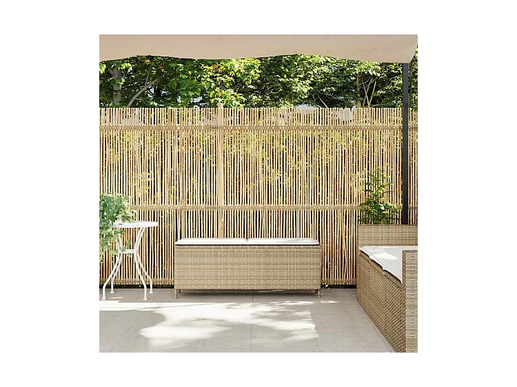 Banc de jardin avec coussin beige 110x30x40,5 résine tressée