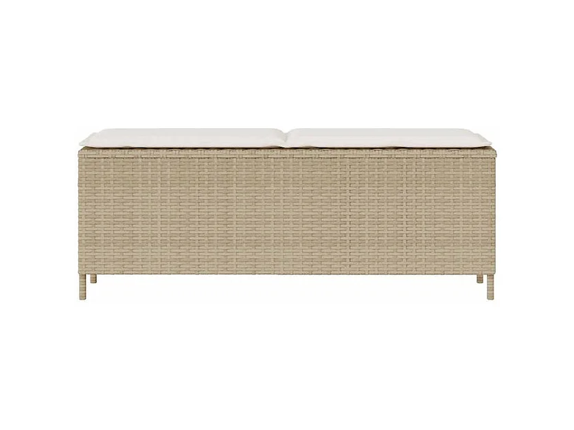 Banc de jardin avec coussin beige 110x30x40,5 résine tressée