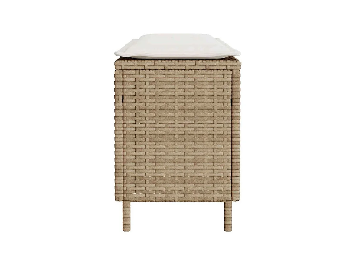 Banc de jardin avec coussin beige 110x30x40,5 résine tressée