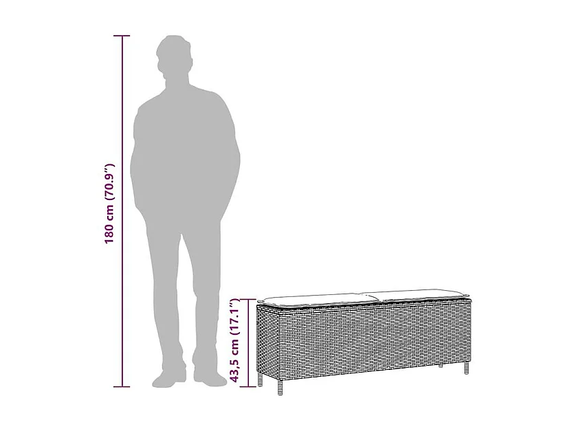 Banc de jardin avec coussin beige 110x30x40,5 résine tressée