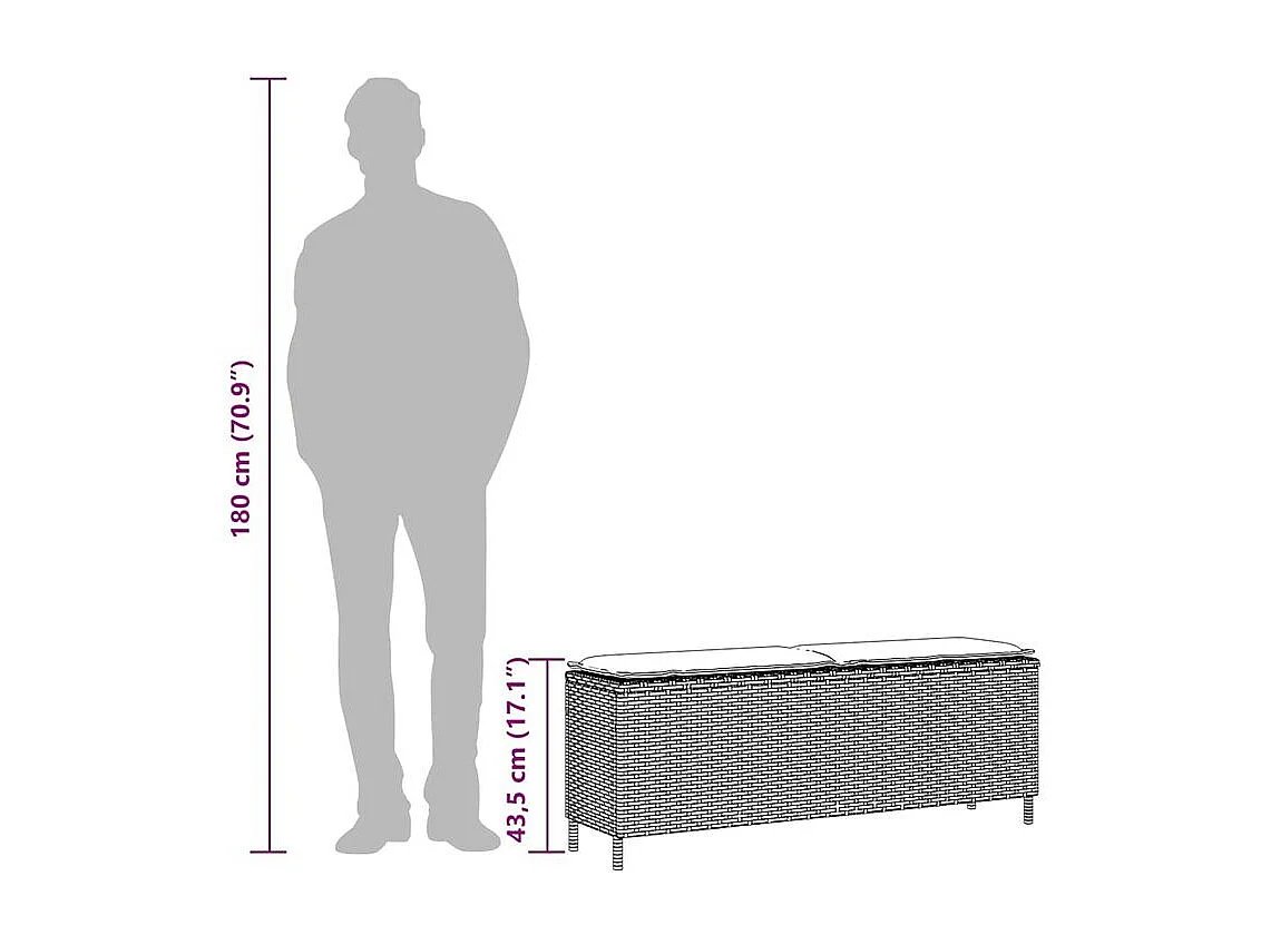 Banc de jardin avec coussin beige 110x30x40,5 résine tressée