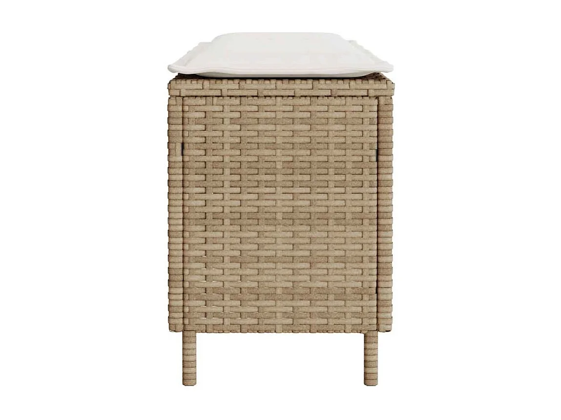 Banc de jardin avec coussin beige 110x30x40,5 résine tressée