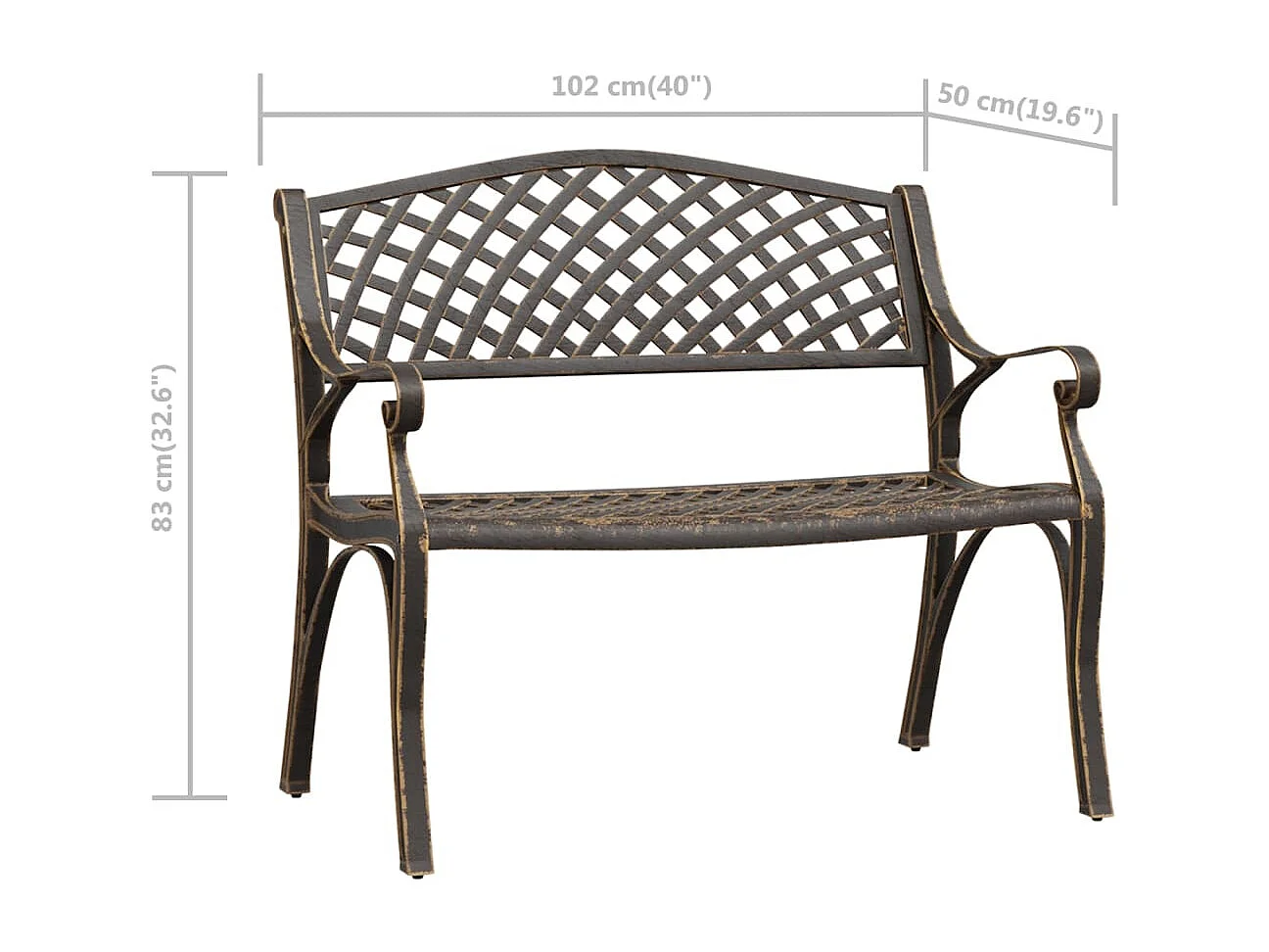 Banc de jardin 102cm Aluminium coulé Bronze