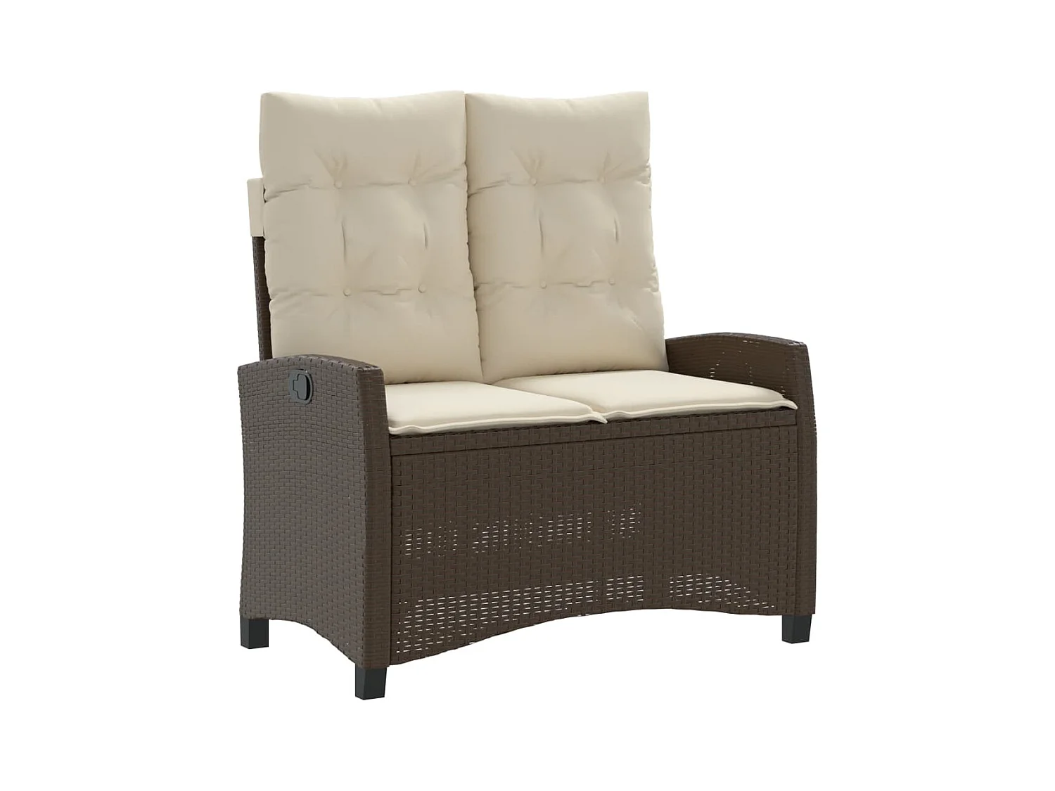 Banc inclinable de jardin avec coussins marron résine tressée