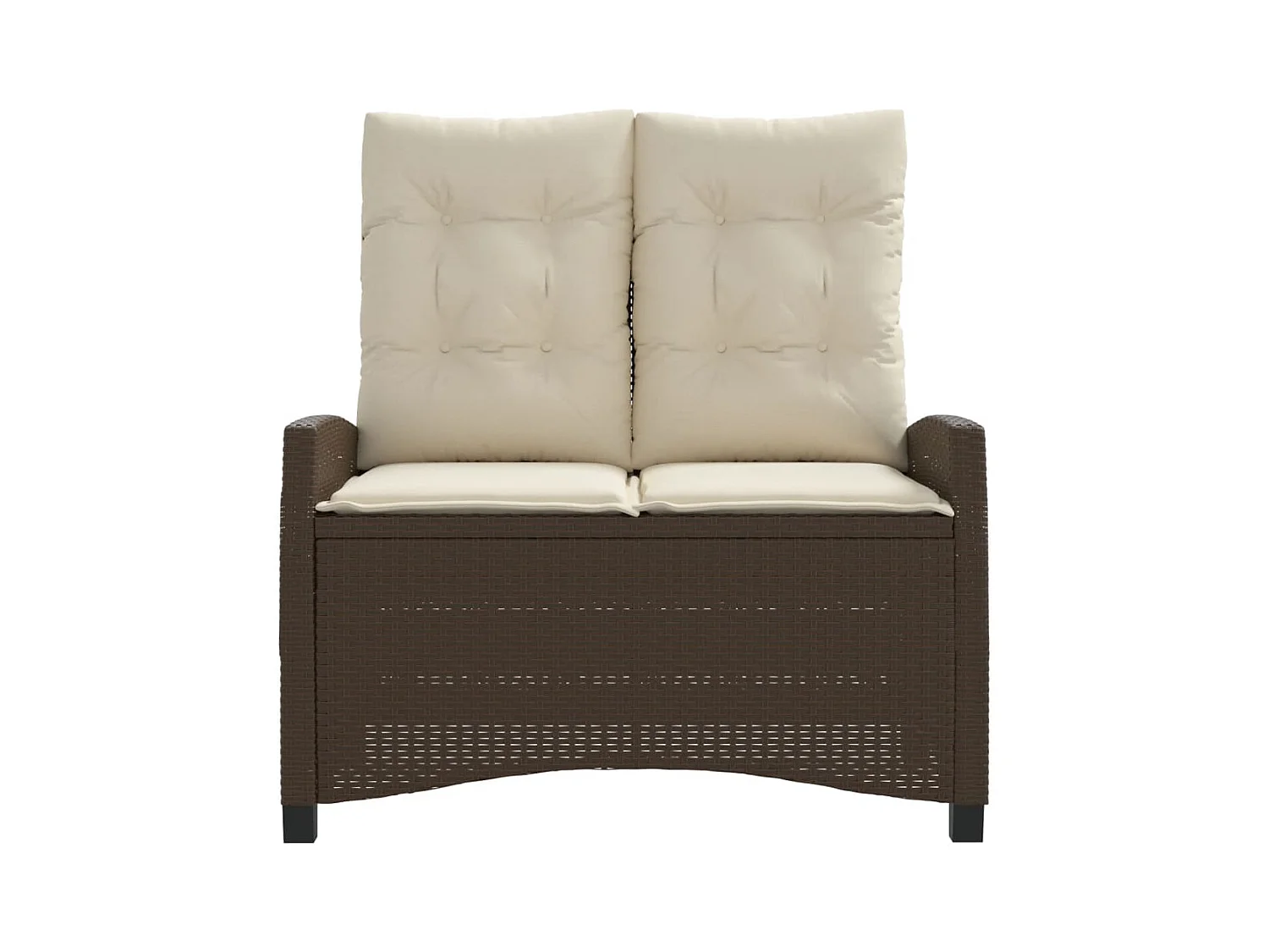 Banc inclinable de jardin avec coussins marron résine tressée