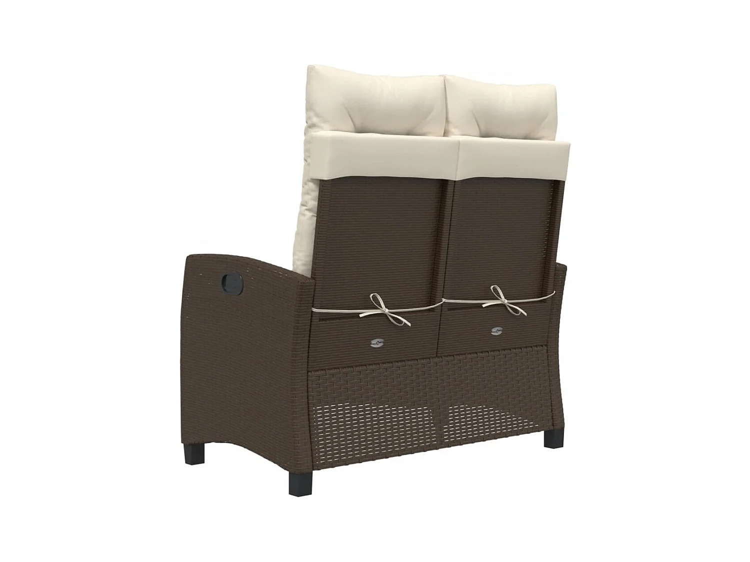 Banc inclinable de jardin avec coussins marron résine tressée