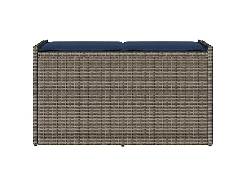 Banc de rangement extérieur coussin gris 100cm résine tressée