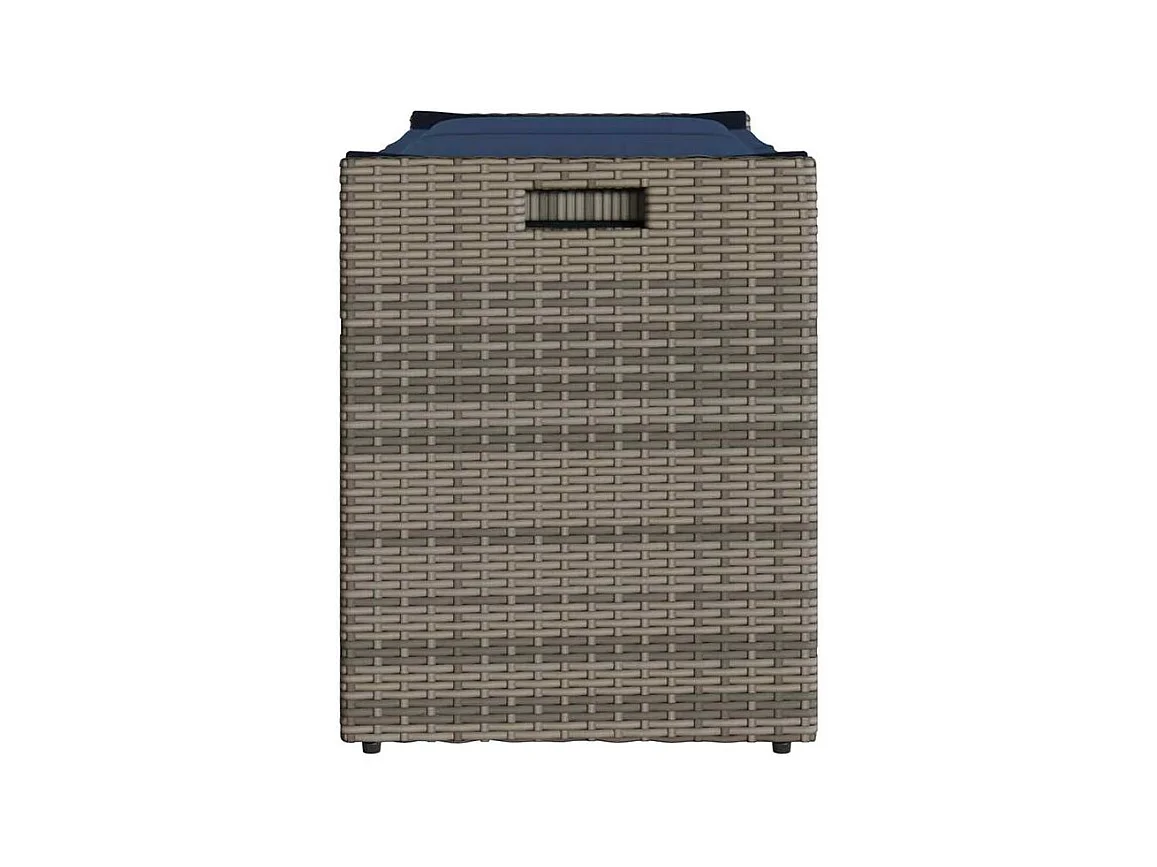 Banc de rangement extérieur coussin gris 100cm résine tressée