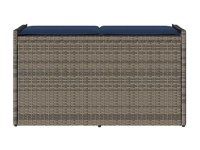 Banc de rangement extérieur coussin gris 100cm résine tressée