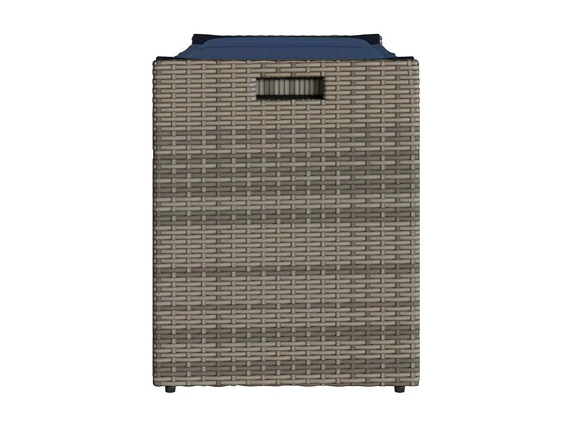 Banc de rangement extérieur coussin gris 100cm résine tressée