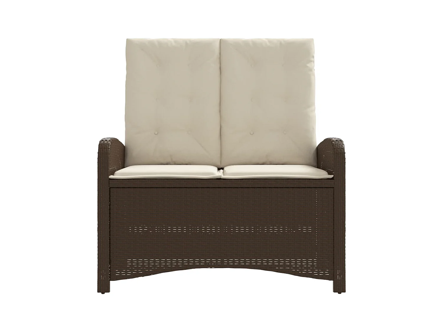 Banc inclinable de jardin avec coussins marron résine tressée