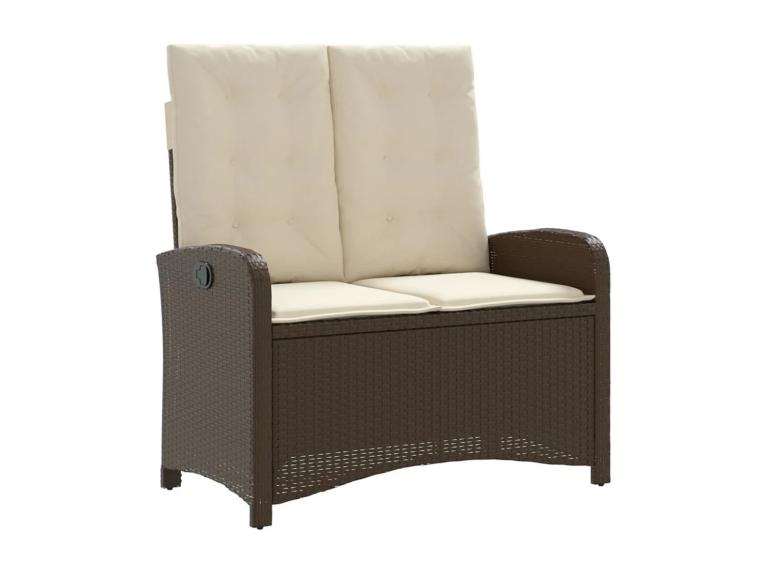 Banc inclinable de jardin avec coussins marron résine tressée