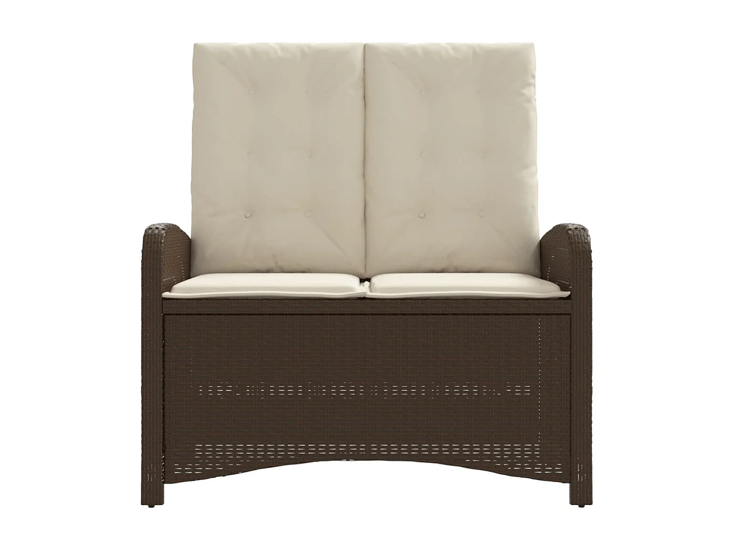 Banc inclinable de jardin avec coussins marron résine tressée