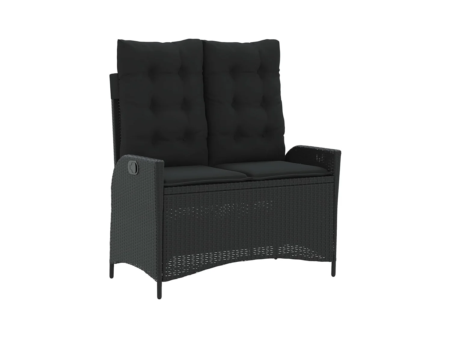 Banc inclinable de jardin avec coussins noir résine tressée