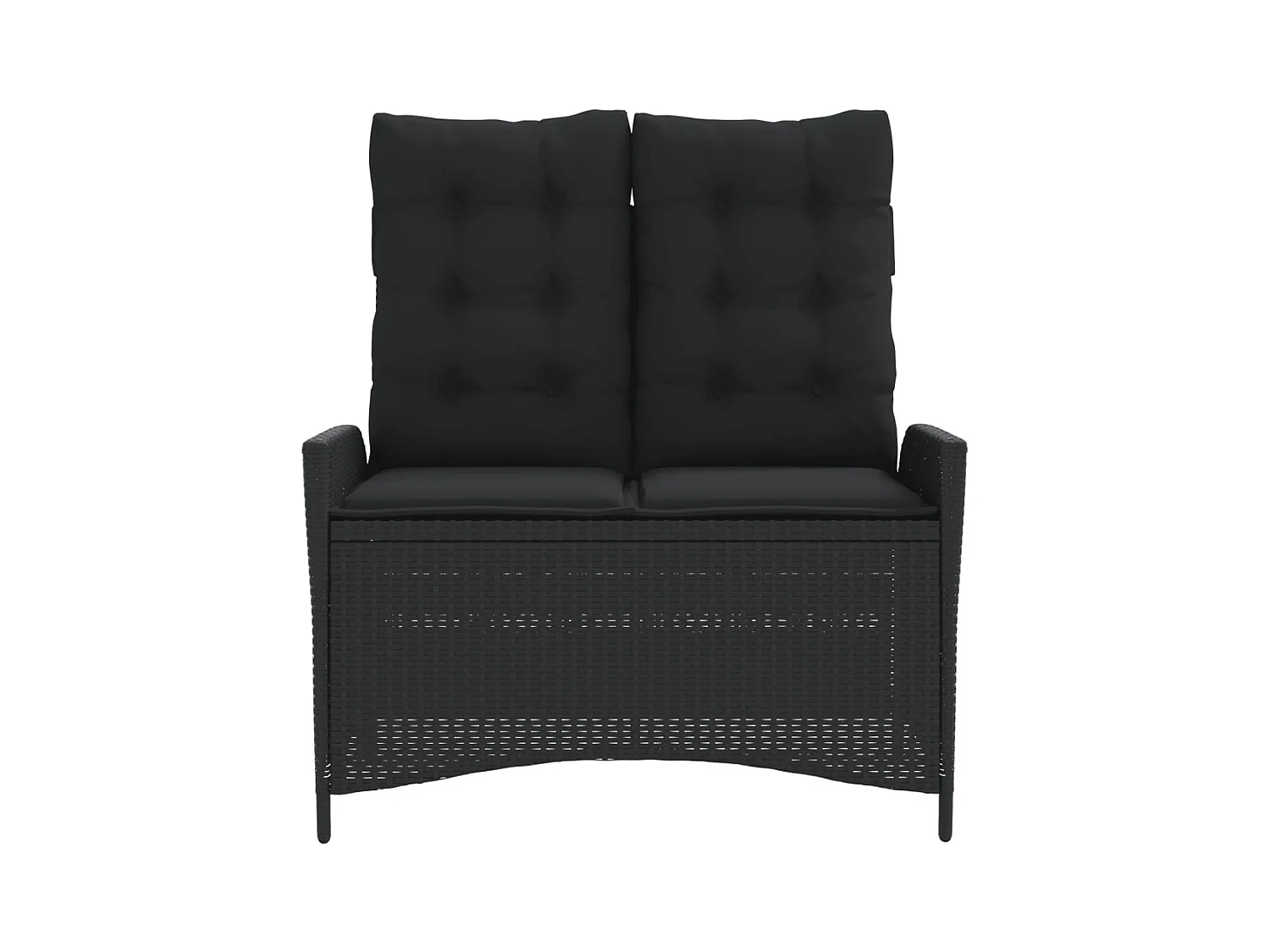Banc inclinable de jardin avec coussins noir résine tressée