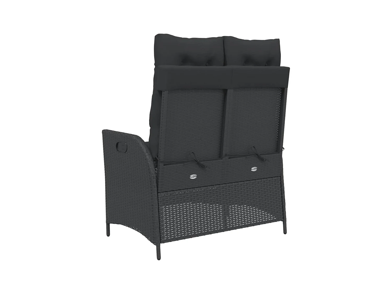 Banc inclinable de jardin avec coussins noir résine tressée