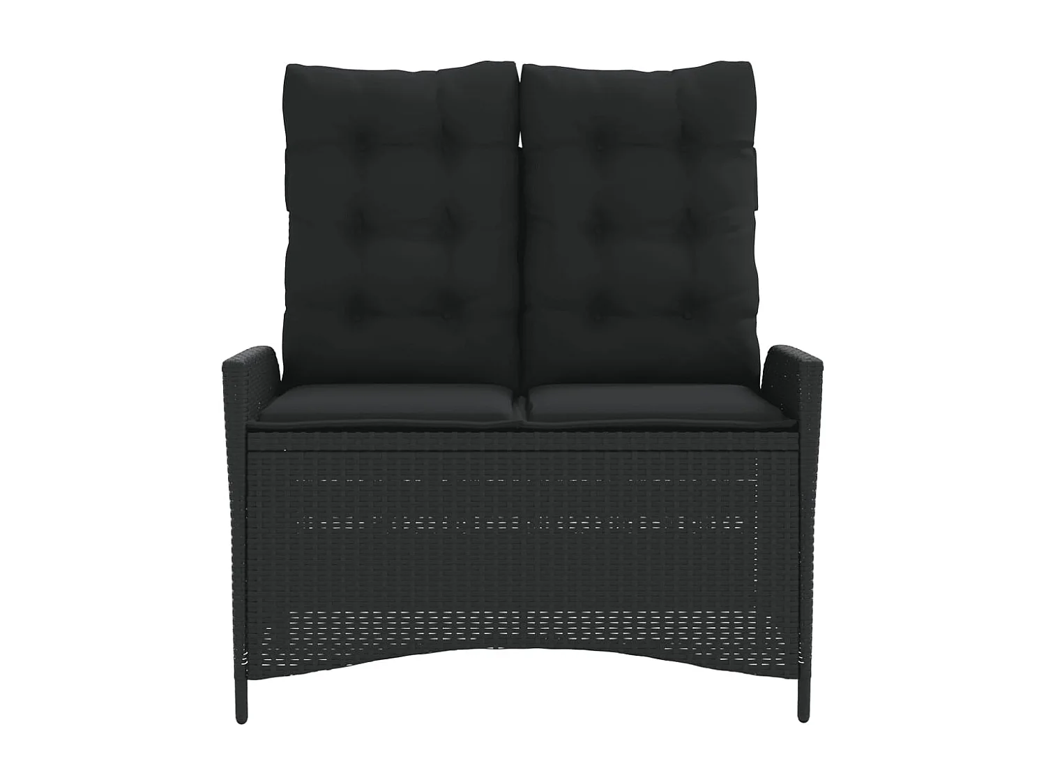 Banc inclinable de jardin avec coussins noir résine tressée