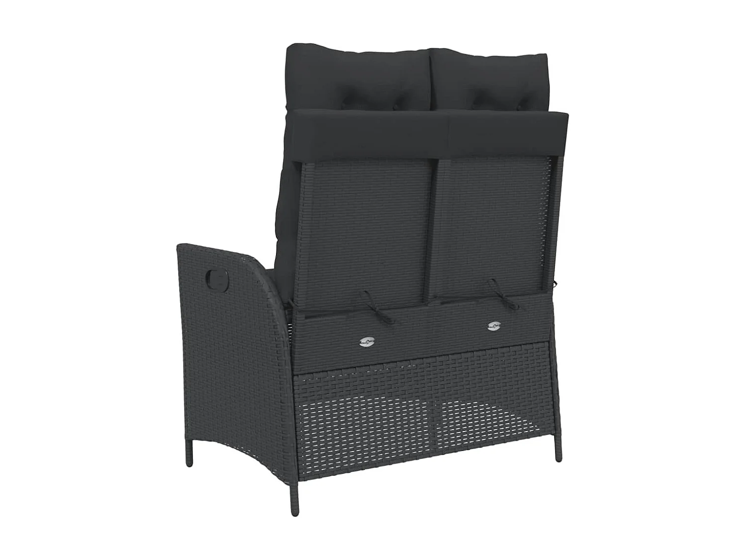 Banc inclinable de jardin avec coussins noir résine tressée