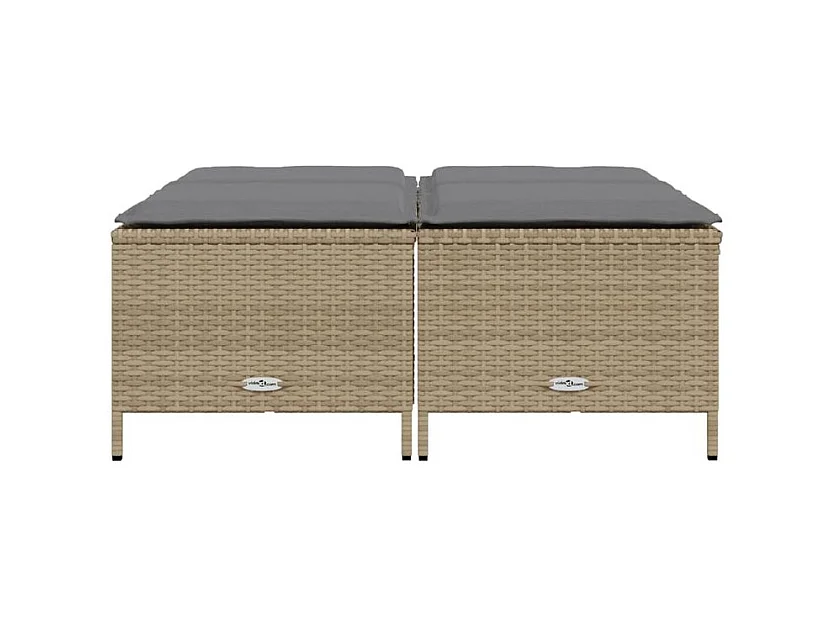 Tabourets de jardin avec coussins lot de 4 beige résine tressée