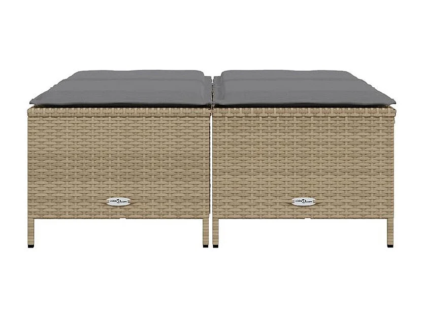 Tabourets de jardin avec coussins lot de 4 beige résine tressée