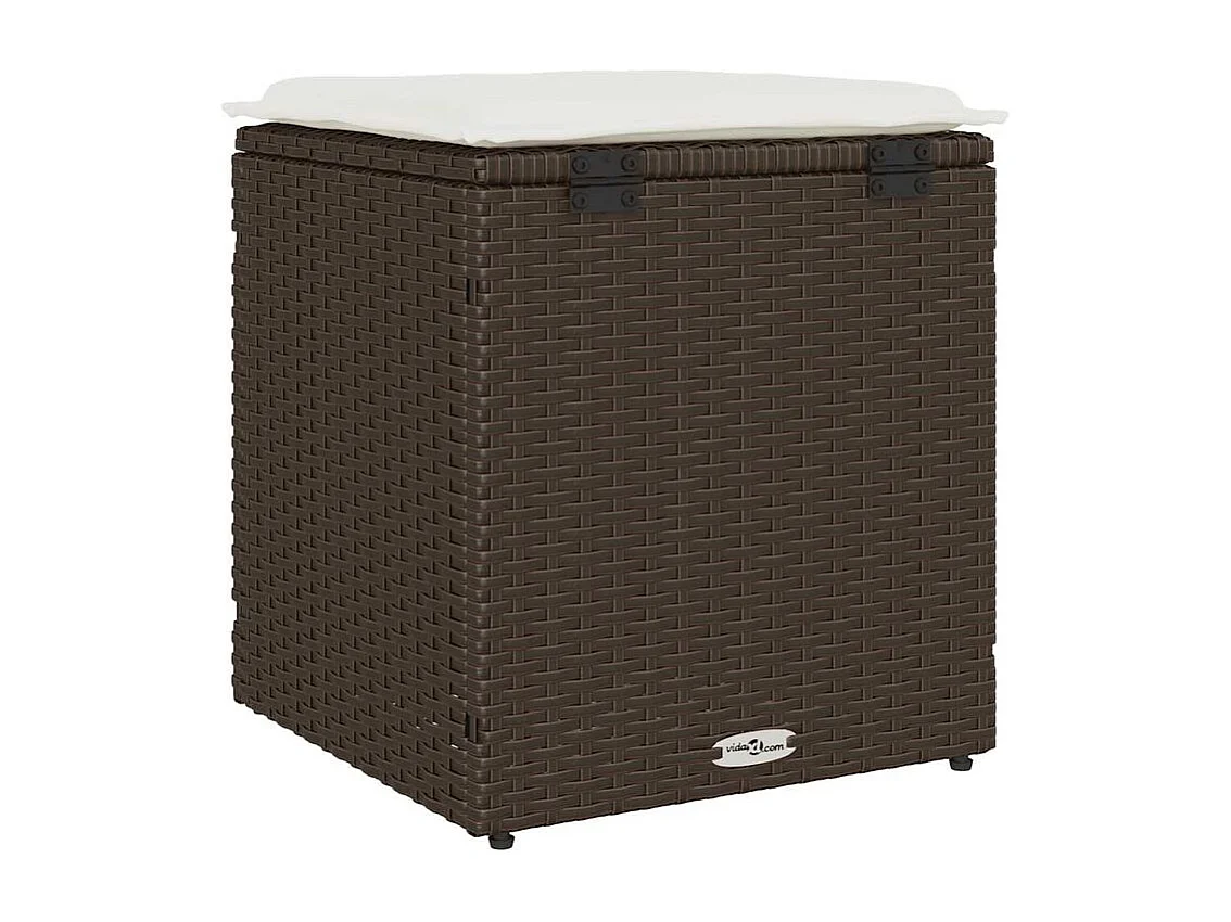 Tabourets jardin avec coussins lot de 2 marron résine tressée