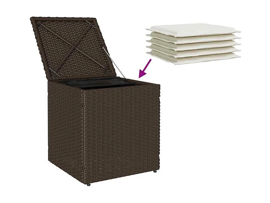 Tabourets jardin avec coussins lot de 2 marron résine tressée