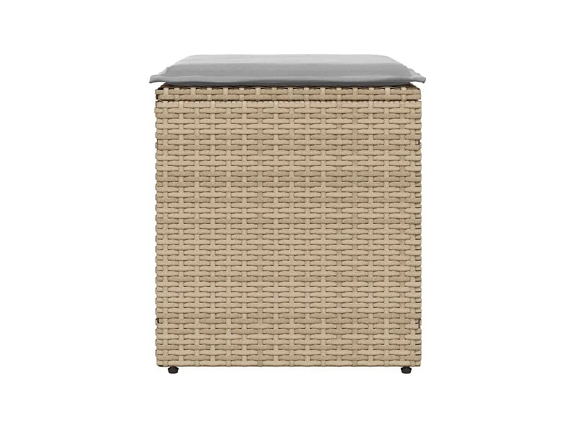 Tabourets de jardin avec coussins lot de 2 beige résine tressée