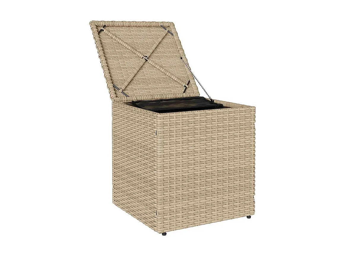 Tabourets de jardin avec coussins lot de 2 beige résine tressée