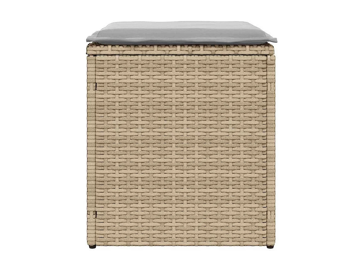 Tabourets de jardin avec coussins lot de 2 beige résine tressée