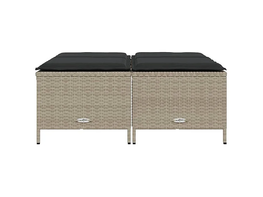 Tabourets de jardin avec coussins lot de 4 gris clair rotin