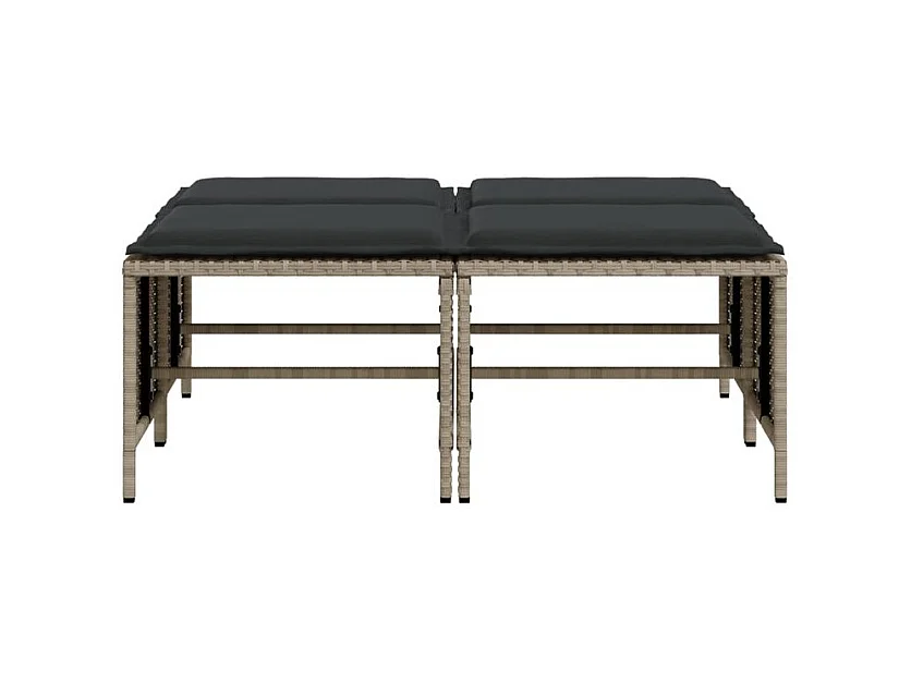 Tabourets de jardin avec coussins lot de 4 gris clair rotin