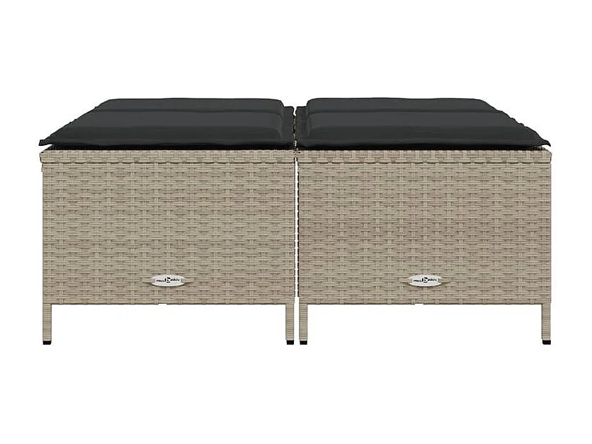 Tabourets de jardin avec coussins lot de 4 gris clair rotin