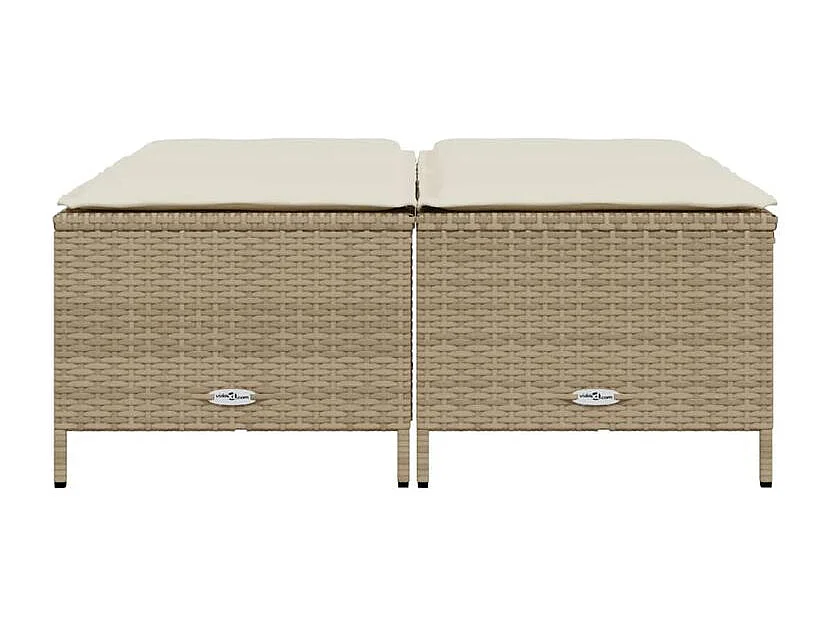 Tabourets de jardin avec coussins lot de 4 beige résine tressée