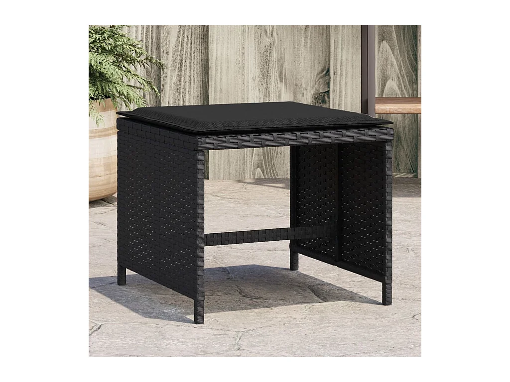 Tabourets de jardin avec coussins 4 pcs noir 41x41x36 rotin