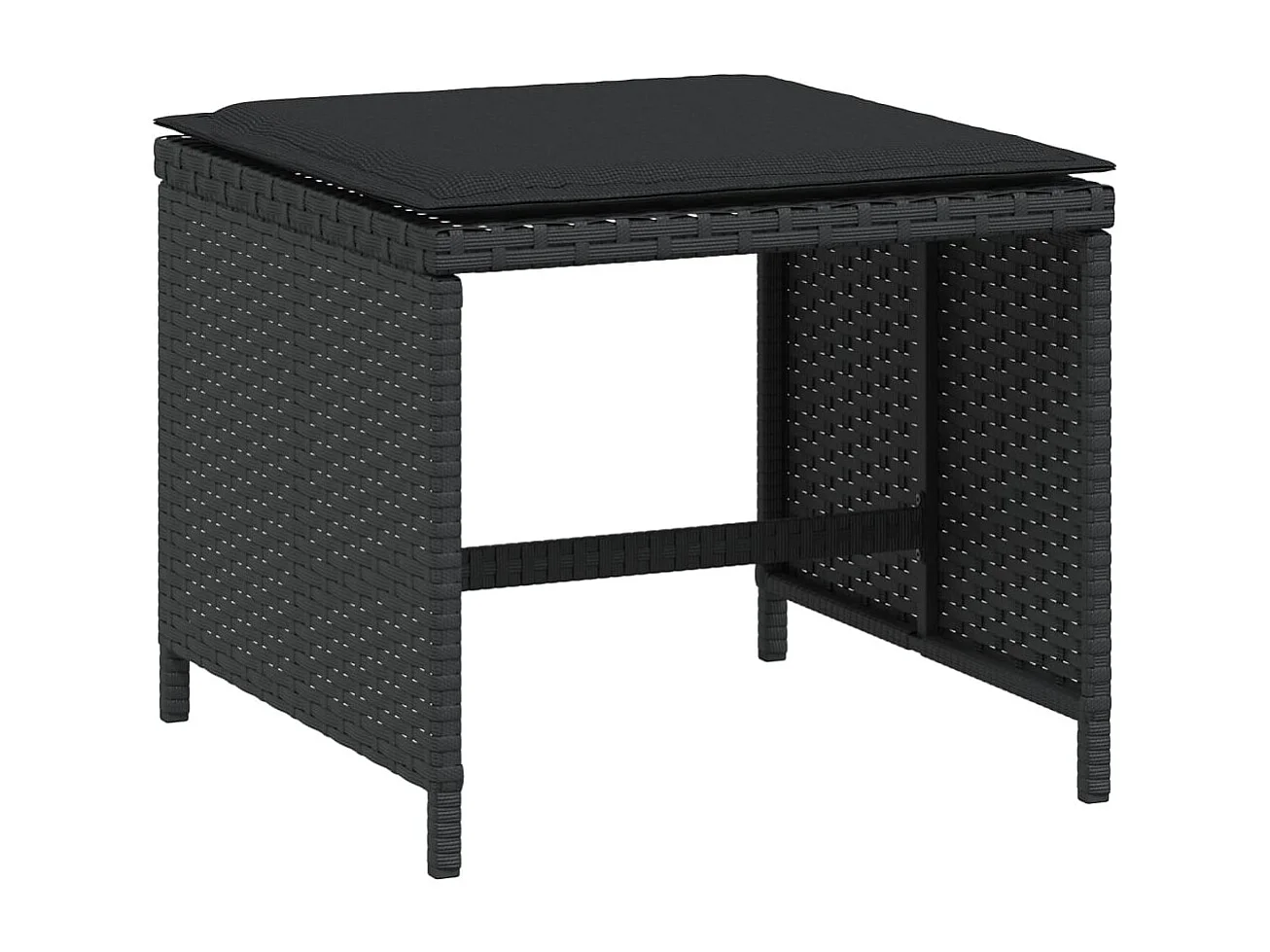 Tabourets de jardin avec coussins 4 pcs noir 41x41x36 rotin