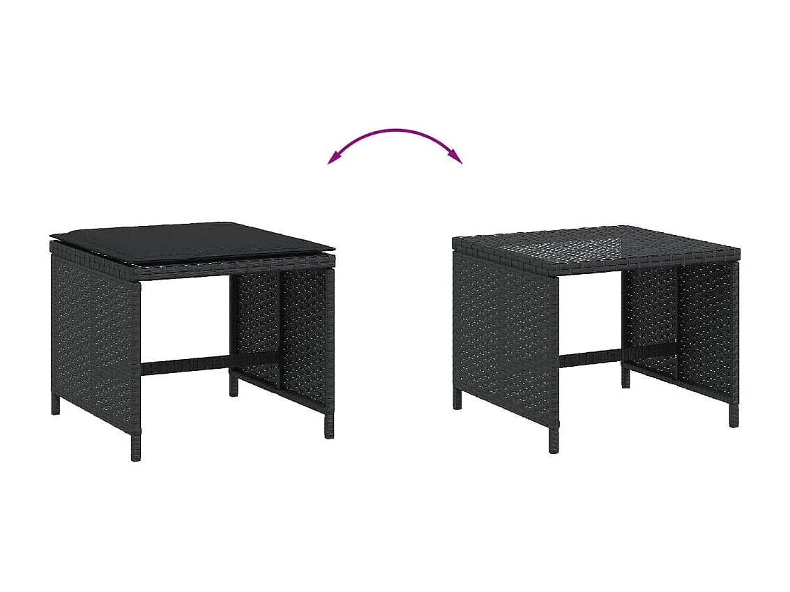 Tabourets de jardin avec coussins 4 pcs noir 41x41x36 rotin