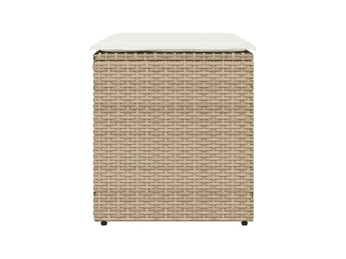 Tabourets de jardin avec coussins lot de 2 beige résine tressée