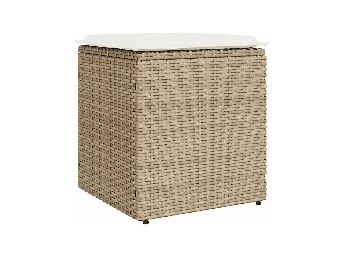 Tabourets de jardin avec coussins lot de 2 beige résine tressée