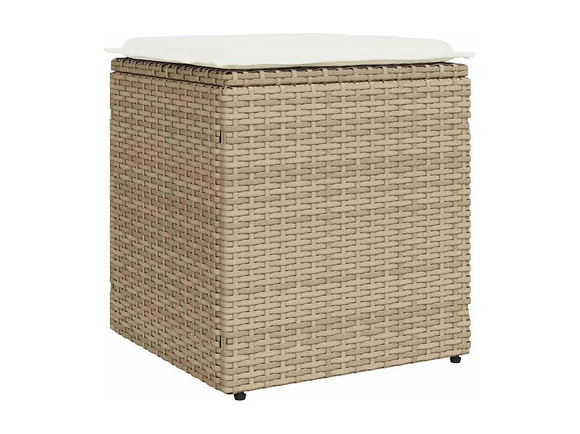 Tabourets de jardin avec coussins lot de 2 beige résine tressée