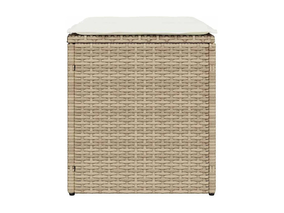 Tabourets de jardin avec coussins lot de 2 beige résine tressée