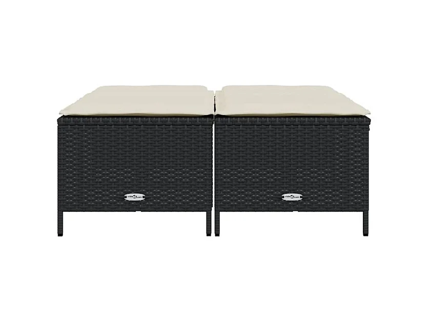 Tabourets de jardin avec coussins lot de 4 noir résine tressée