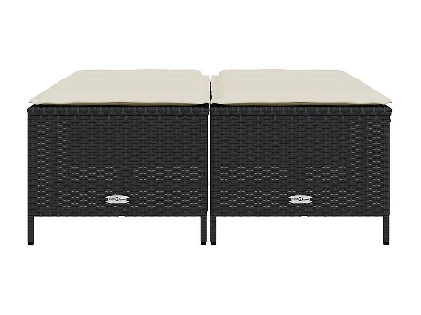 Tabourets de jardin avec coussins lot de 4 noir résine tressée