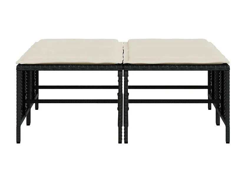 Tabourets de jardin avec coussins lot de 4 noir résine tressée