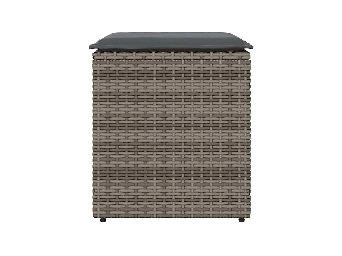 Tabourets jardin coussins lot de 2 gris 40x40x43 poly rotin