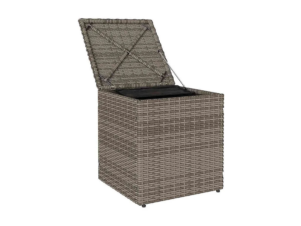 Tabourets jardin coussins lot de 2 gris 40x40x43 poly rotin